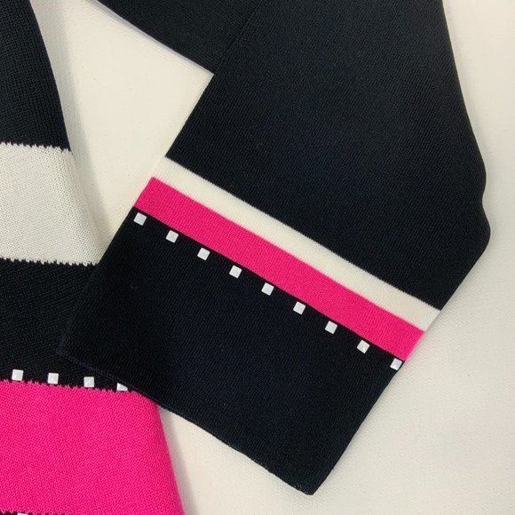 Ming Wang Open Front Knit Cardigan Career Black White Pink Medium - Picture 11 of 16